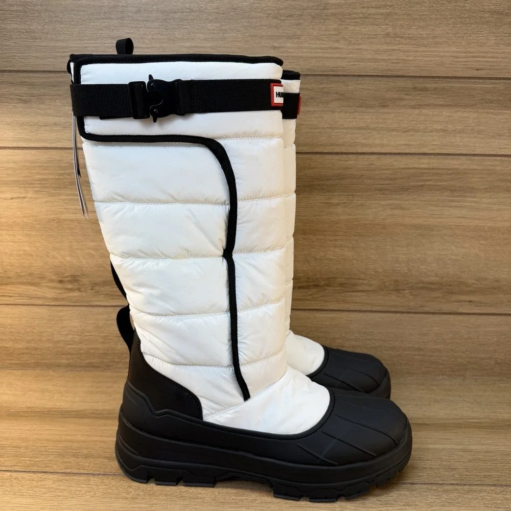 HUNTER Intrepid Tall  Womens Waterproof Snow‎ Boots White Black Size 11 NWT